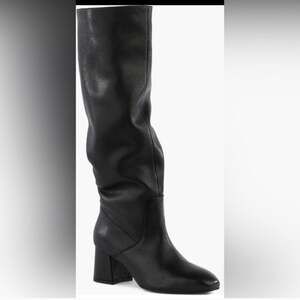Seychelles Sealed With A Kiss Black Leather Tall Block Heel Boots,NIB,Size 11